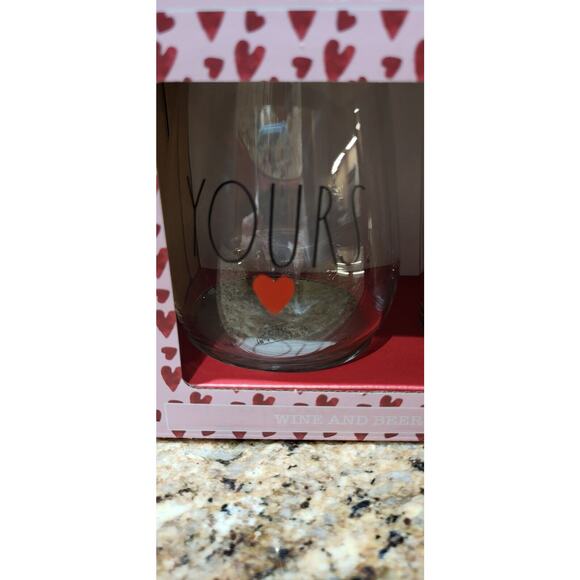 NEW Rae Dunn Artisan Valentine's Day Collection - YOURS MINE Glasses - Picture 2 of 12